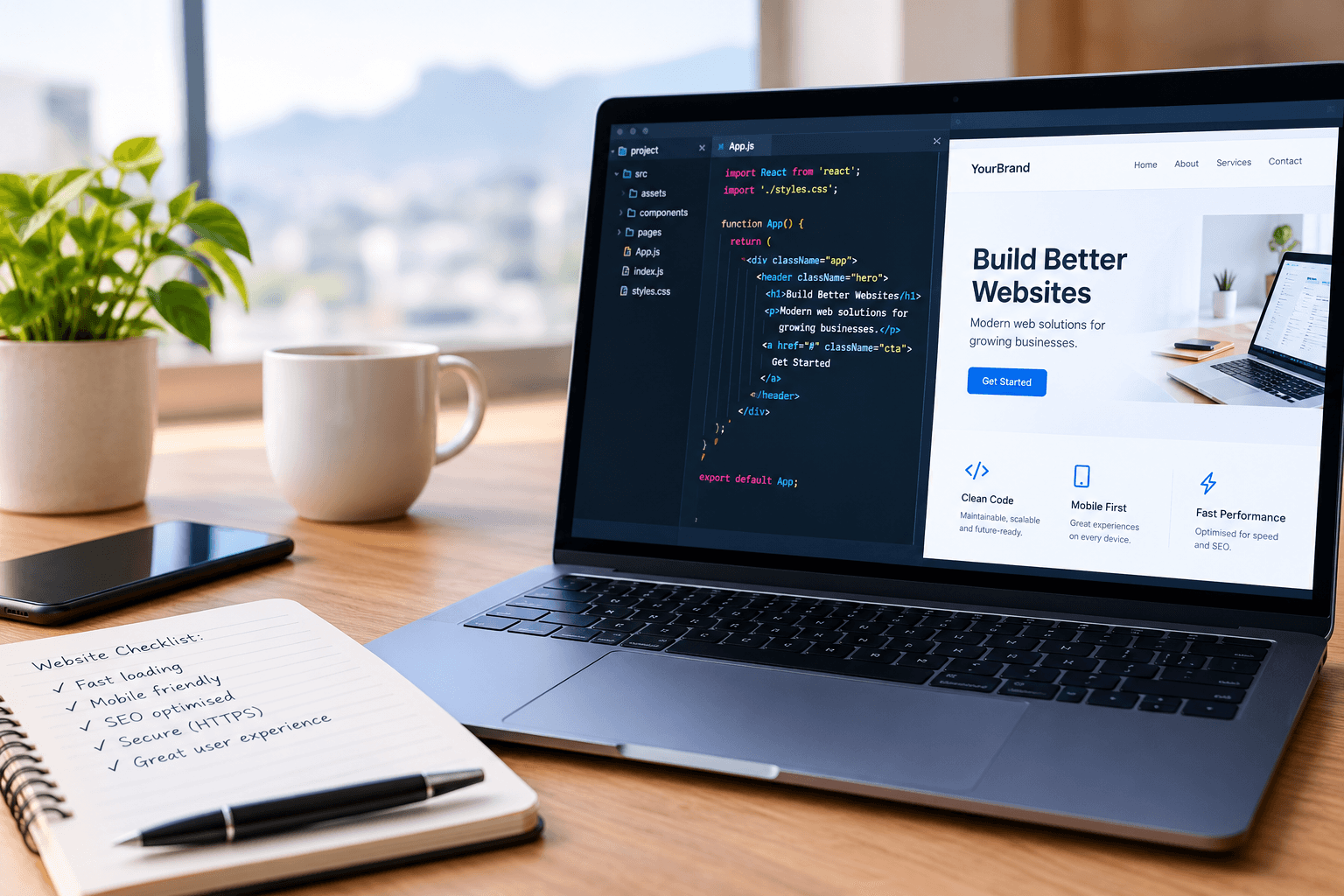 Modern web development workspace